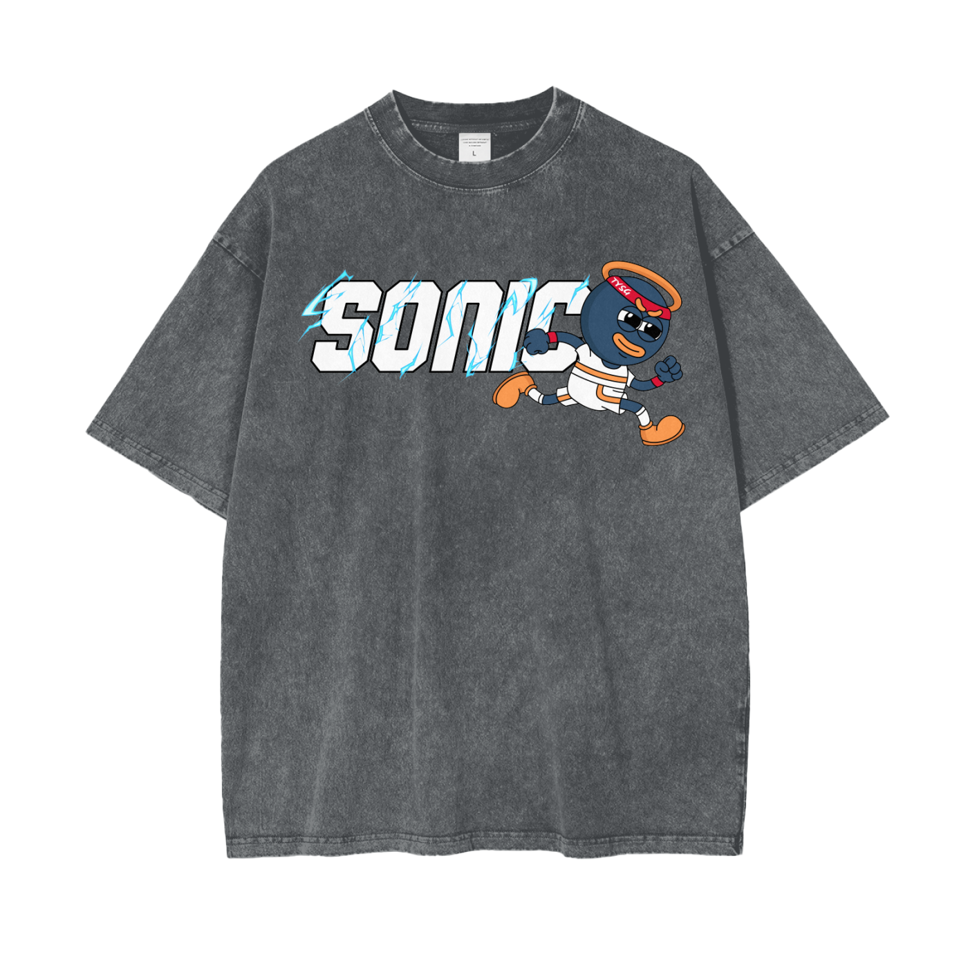 Acid Wash Tee,SONIC,Sonic God,$S,Graphic Tee,T-Shirts,T-Shirt,Loose