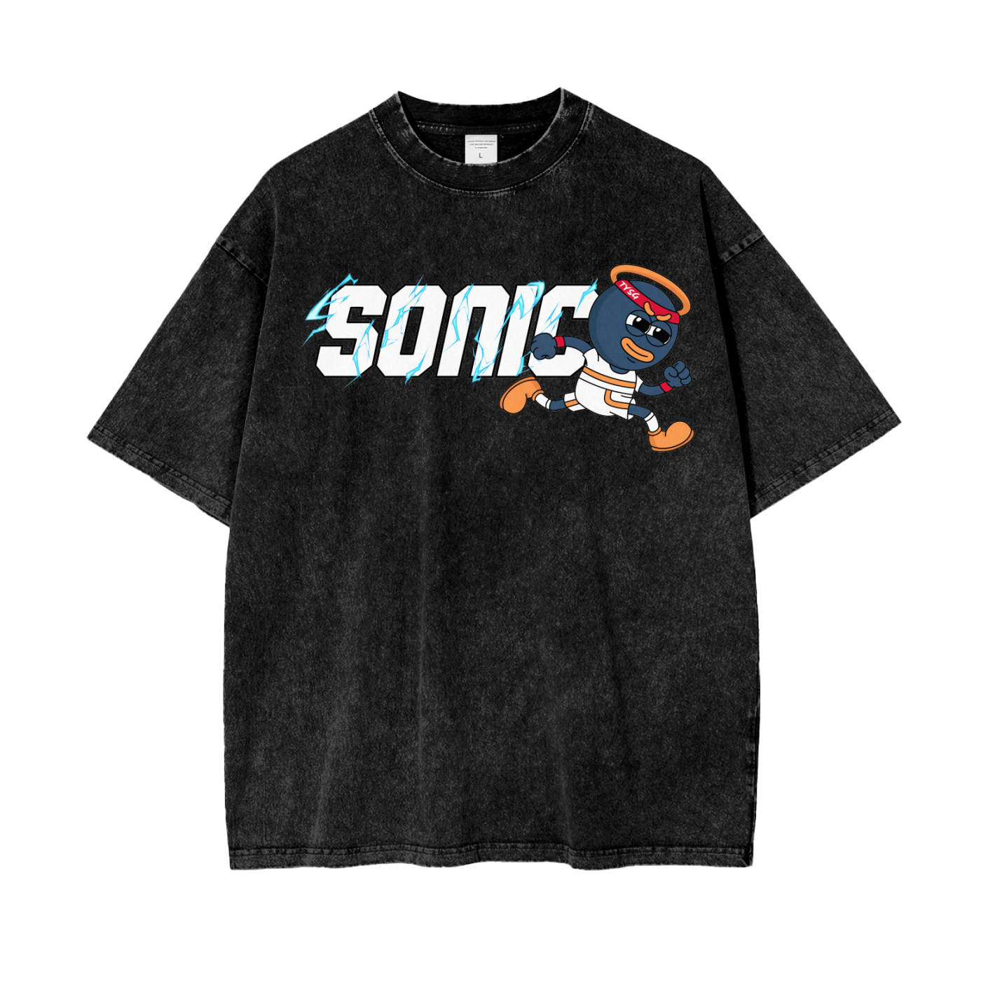 Acid Wash Tee,SONIC,Sonic God,$S,Graphic Tee,T-Shirts,T-Shirt,Loose