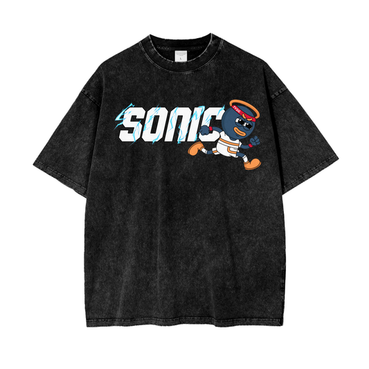 Acid Wash Tee,SONIC,Sonic God,$S,Graphic Tee,T-Shirts,T-Shirt,Loose